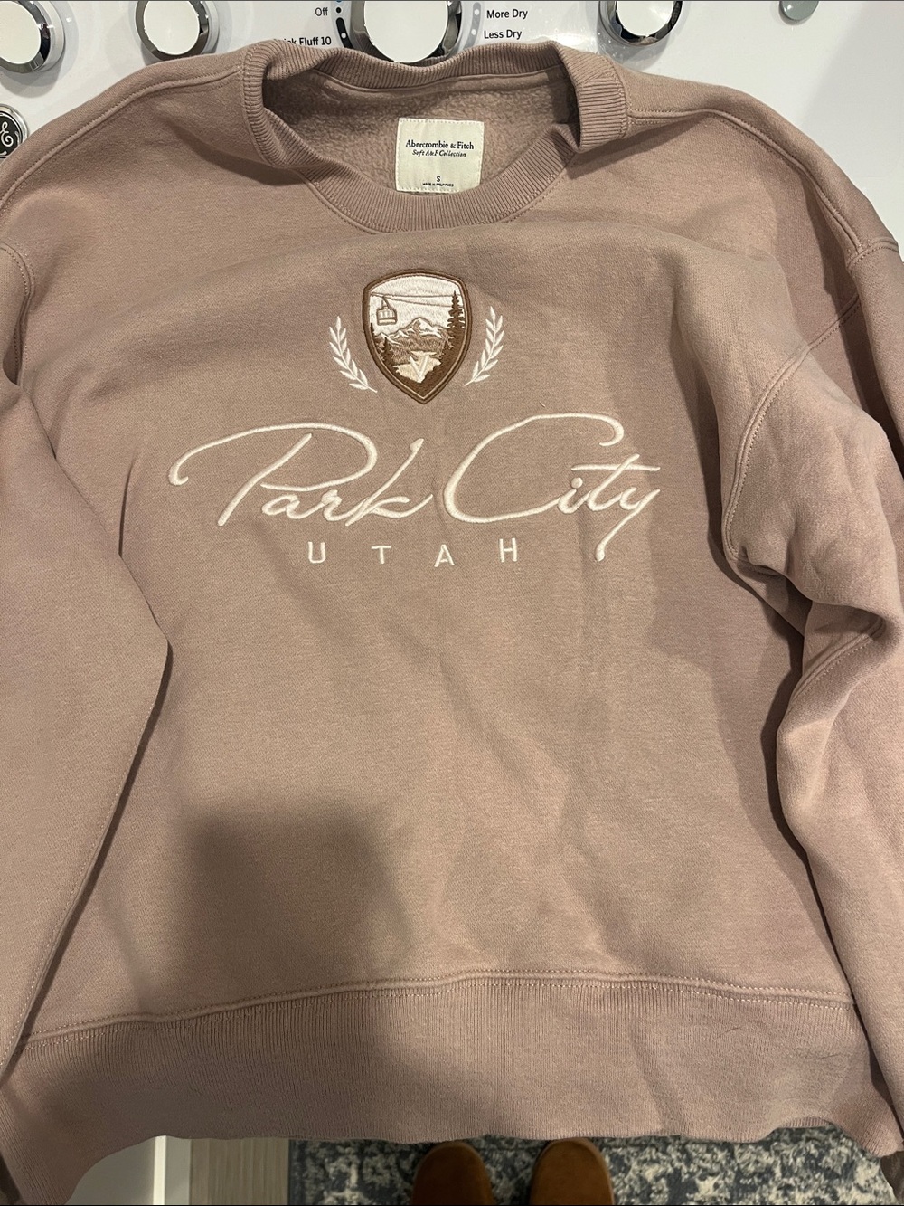 Abercrombie & Fitch Crewneck Sweatshirt - Dusty Mauve with Cream Embroidery